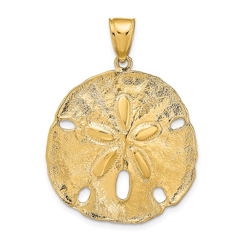 14k Yellow Gold Sand Dollar Pendant with Polished Finish 1in