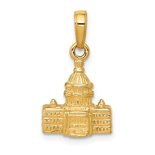 14k Yellow Gold Small 3-D United States Capitol Building Pendant