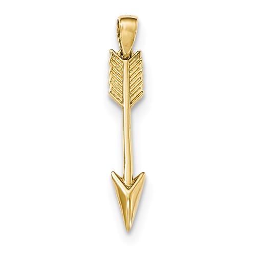 14k Yellow Gold 1in Arrow Pendant