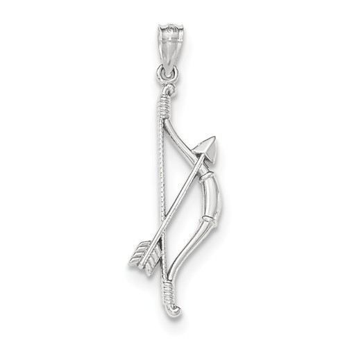 14k White Gold 1in Bow and Arrow Pendant