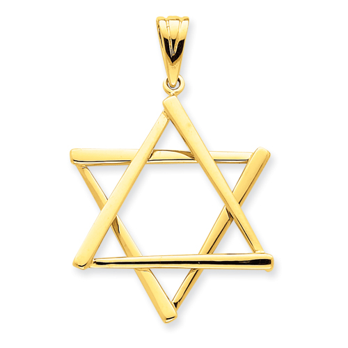 Star of David Pendant 1 5/8in 14k Yellow Gold
