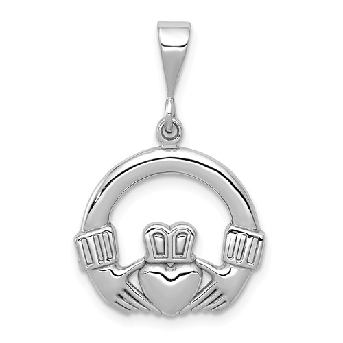14k White Gold Claddagh Charm 1/2in