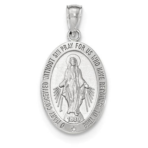 14kt White Gold 7/8in Miraculous Medal