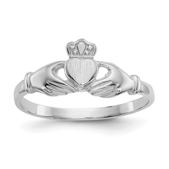 14kt White Gold Slender Claddagh Ring