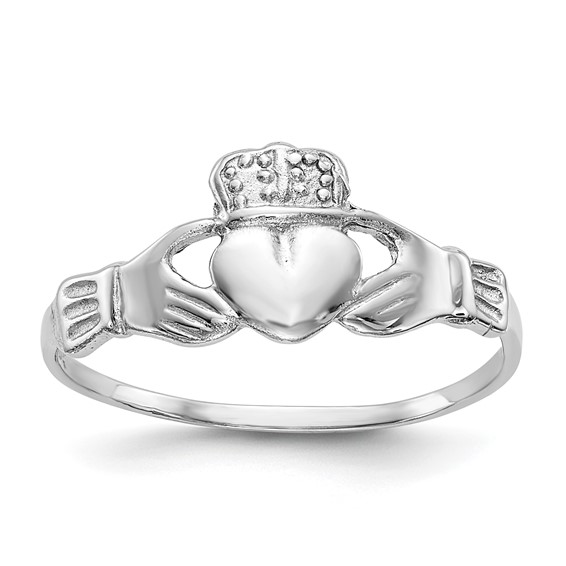 14kt White Gold Thin Claddagh Ring