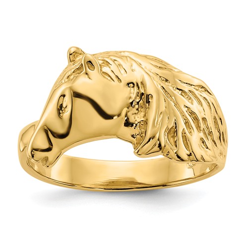 14k Yellow Gold Horse Head Ring