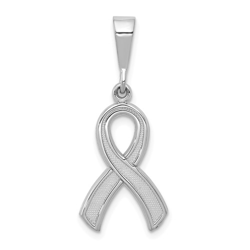 14k White Gold Cancer Awareness Ribbon Pendant