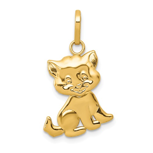 14k Yellow Gold Cat Pendant with Moveable Body 5/8in