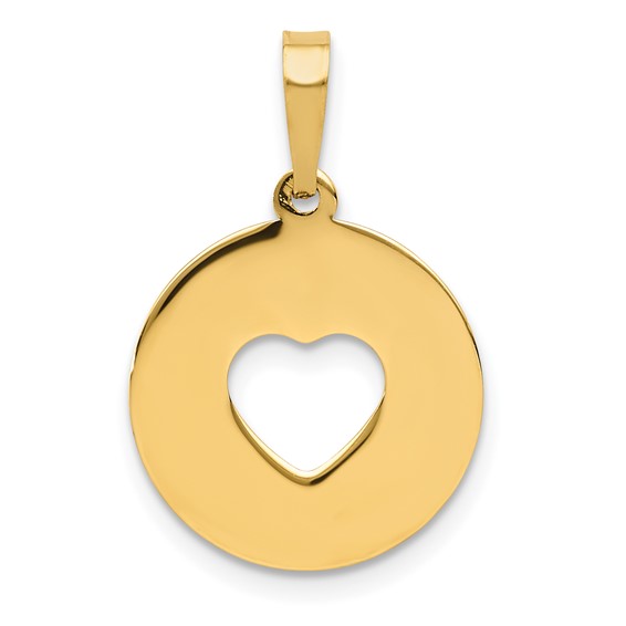 14kt Gold 5/8in Round Cut-out Heart Pendant