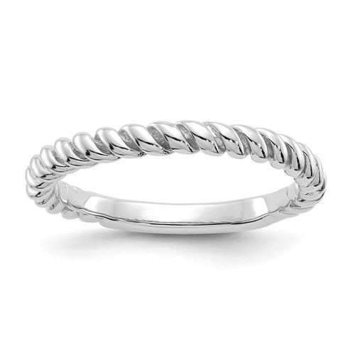 14k White Gold Polished Twisted Stackable Ring 3mm