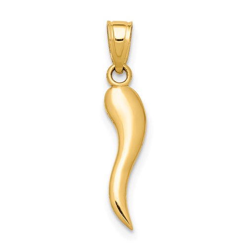 14kt Yellow Gold 5/8in Polished Italian Horn Pendant