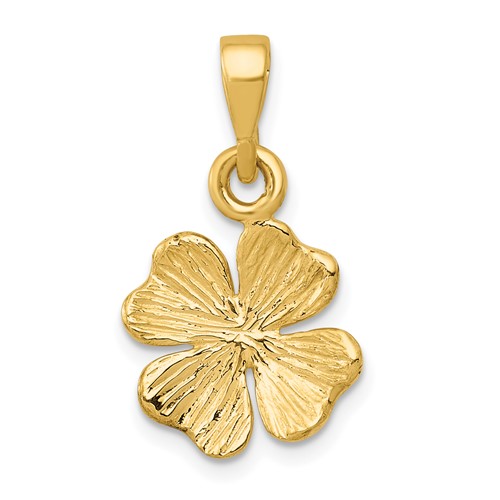 14k Yellow Gold Four Leaf Clover Charm 1/2in