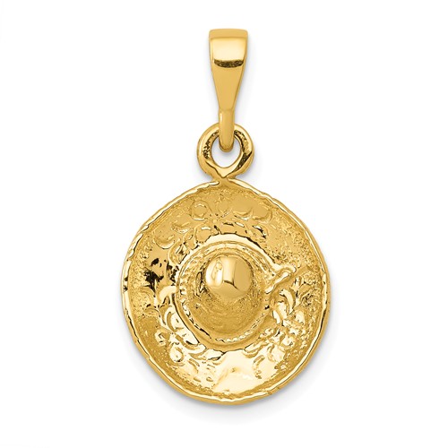 14k Yellow Gold 3-D Sombrero Hat Pendant