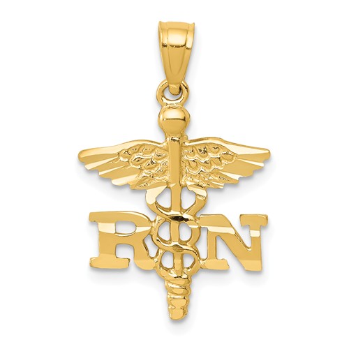 14k Yellow Gold Small Registered Nurse Pendant