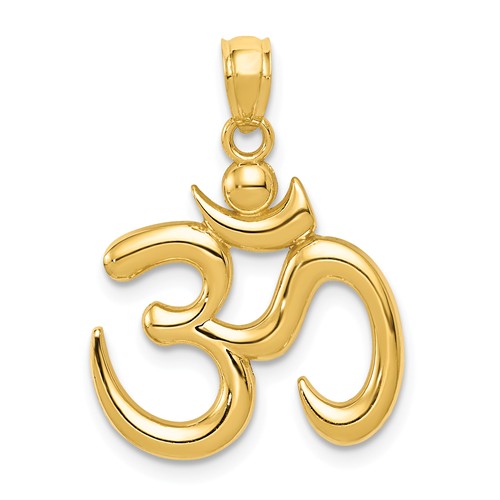 14k Yellow Gold Om Symbol Pendant 3/4in