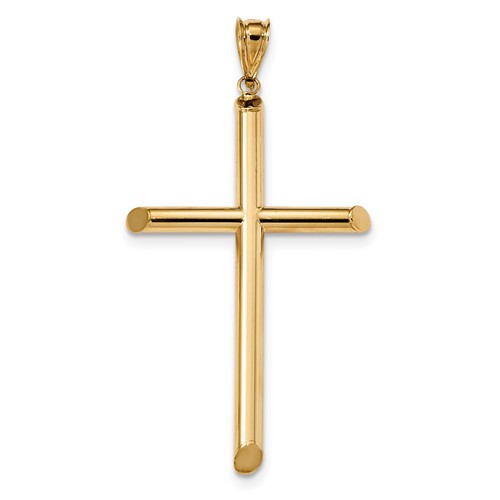 14k Yellow Gold Hollow Latin Cross Pendant 2in