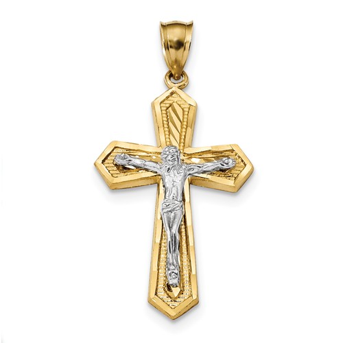 14kt Two-tone Gold 1.25in Passion Crucifix Pendant K6313