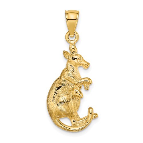 14k Yellow Gold Kangaroo Pendant with Baby