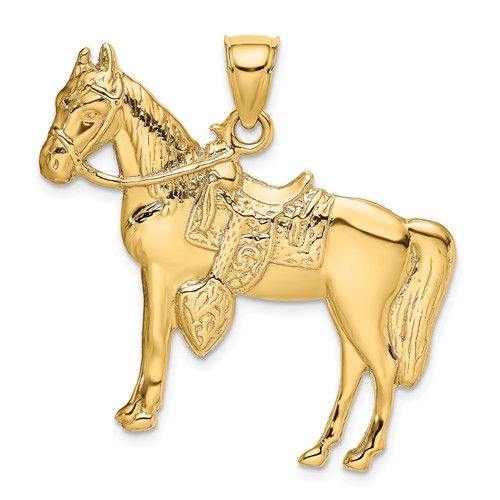 14k Yellow Gold Horse With Saddle Pendant