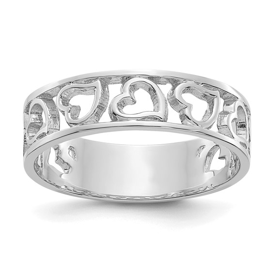 14kt White Gold Playful Hearts Ring