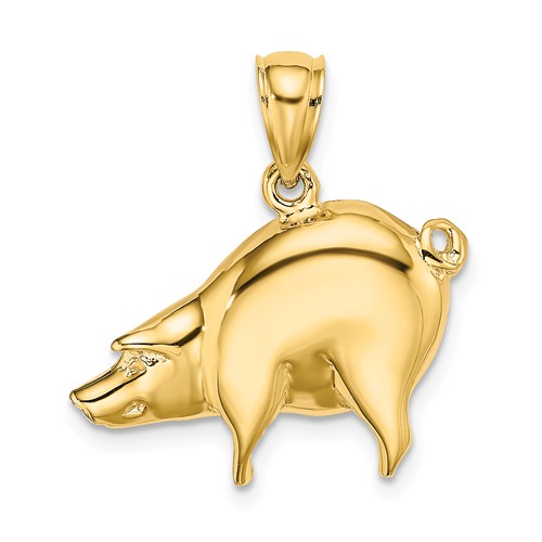 14k Yellow Gold Pot Belly Pig Pendant