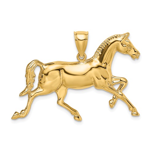 14k Yellow Gold Roman Horse Pendant 1in