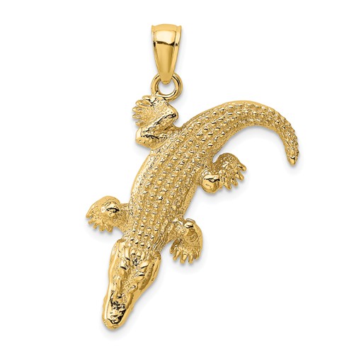 14k Yellow Gold Alligator Pendant 1in