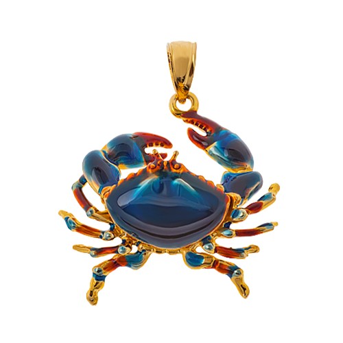 14k Yellow Gold Stone Crab with Enamel