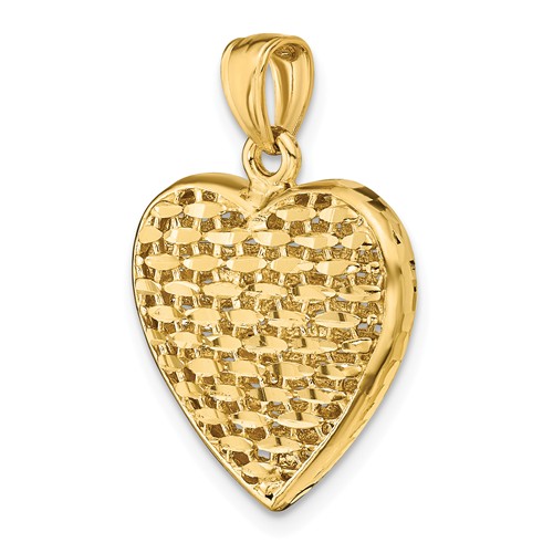 14k Yellow Gold 3-D Puffed Heart Pendant 3/4in