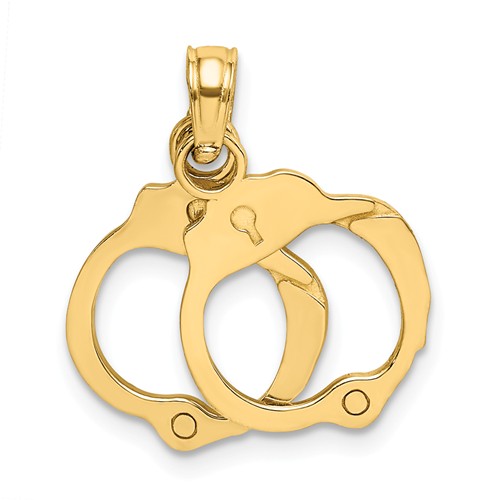 14k Yellow Gold Moveable Handcuffs Charm