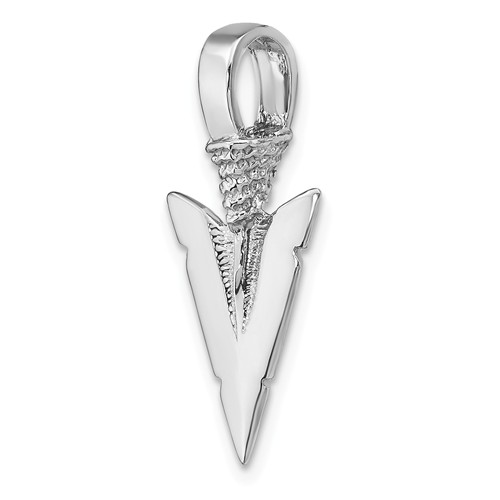 14k White Gold 3-D Arrowhead Pendant 3/4in