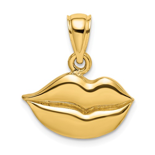 14k Yellow Gold Small Lips Pendant