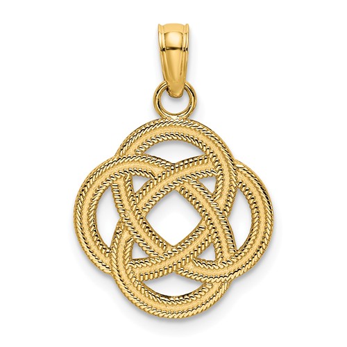 14k Yellow Gold Celtic Eternity Knot Circle Charm 1/2in