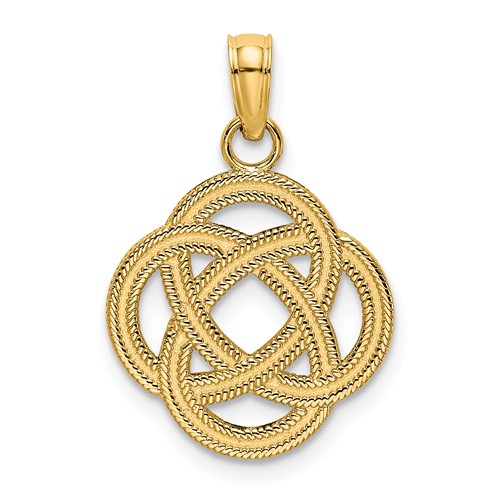 14k Yellow Gold Celtic Eternity Knot Circle Charm 1/2in