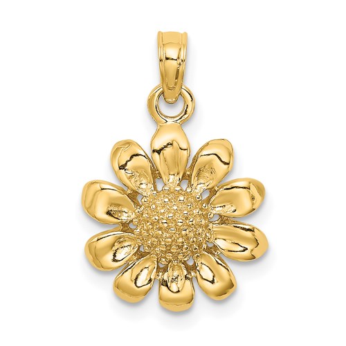 14k Yellow Gold Sunflower Charm 1/2in