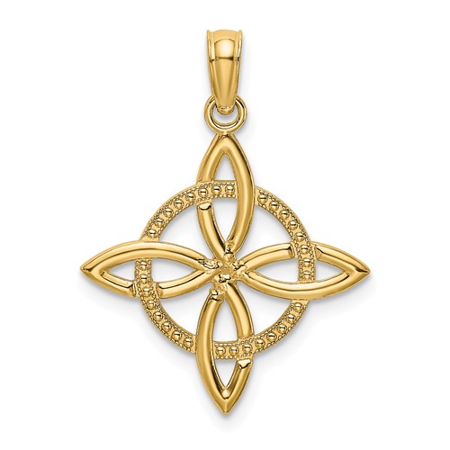 14k Yellow Gold Celtic Eternity Knot Pendant 3/4in
