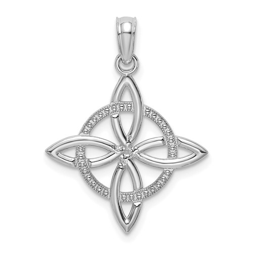 14k White Gold Celtic Eternity Knot Pendant 3/4in