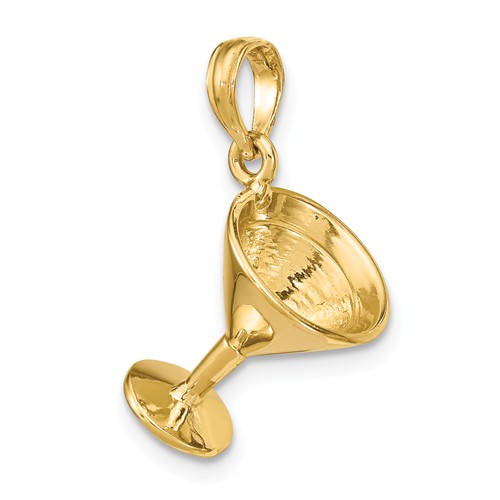 14k Yellow Gold 3-D Martini Glass Pendant