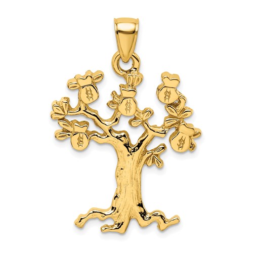 14k Yellow Gold Money Tree Pendant 1in K7348 | Joy Jewelers