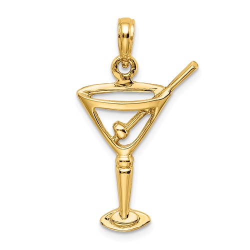 14k Yellow Gold Martini Pendant with Cut-out Design 3/4in