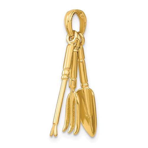14k Yellow Gold 3-D Garden Hand Tool Collection Charm