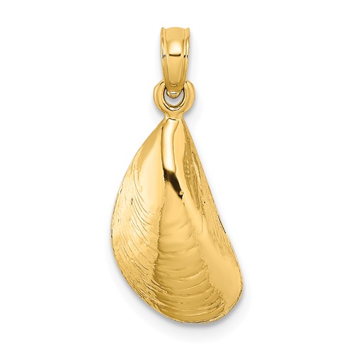 14k Yellow Gold Mussel Shell Pendant 5/8in