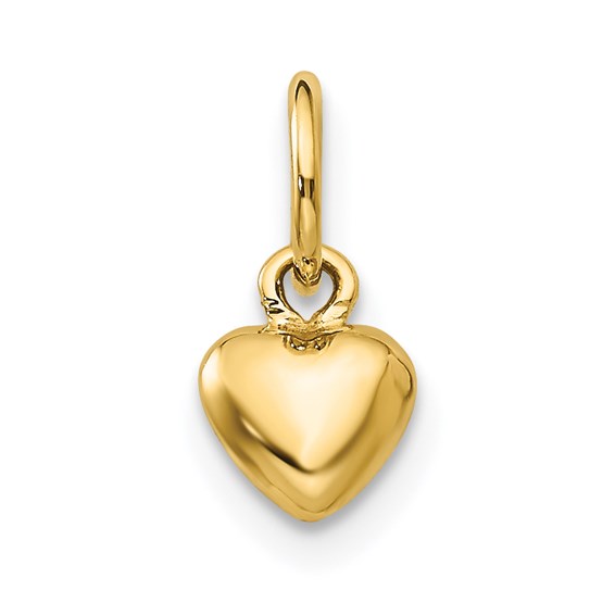 14kt Yellow Gold 1/4in Polished Puffed Heart Charm