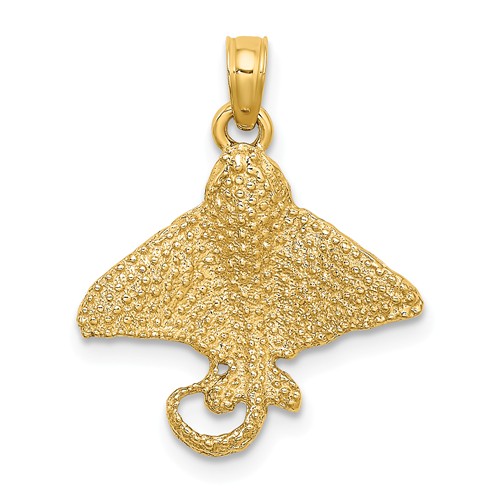 14k Yellow Gold Spotted Eagle Ray Charm 5/8in