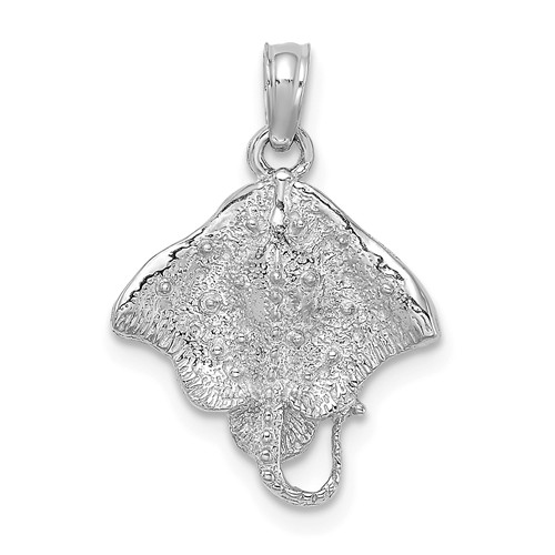14k White Gold Stingray Pendant 5/8in
