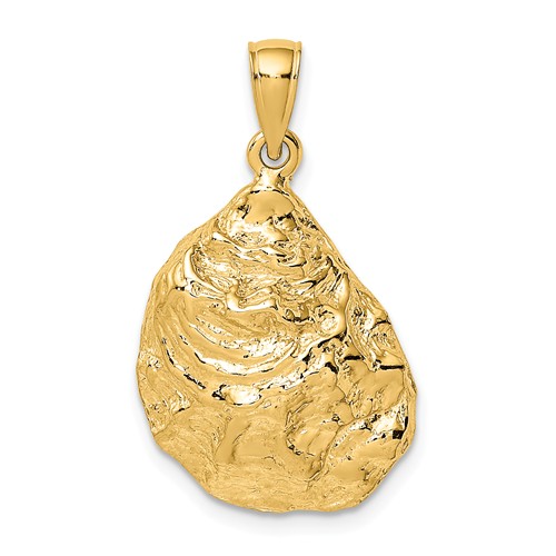 14k Yellow Gold Oyster Shell Pendant 3/4in