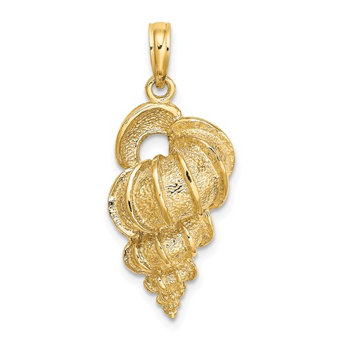 14k Yellow Gold Precious Wentletrap Shell Pendant 3/4in