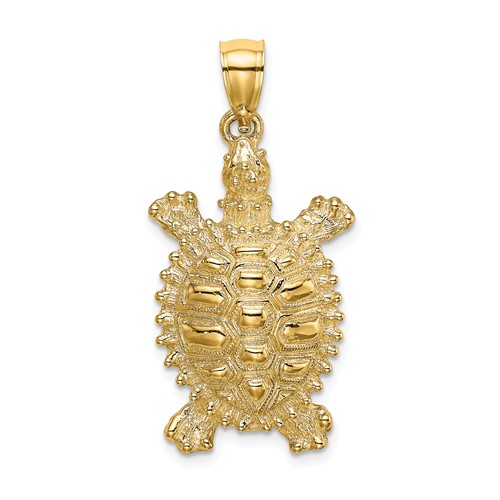 14k Yellow Gold Land Turtle Pendant 1in