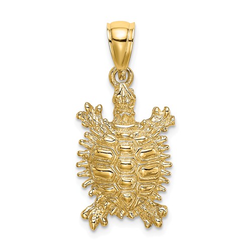 14k Yellow Gold Land Turtle Pendant 3/4in