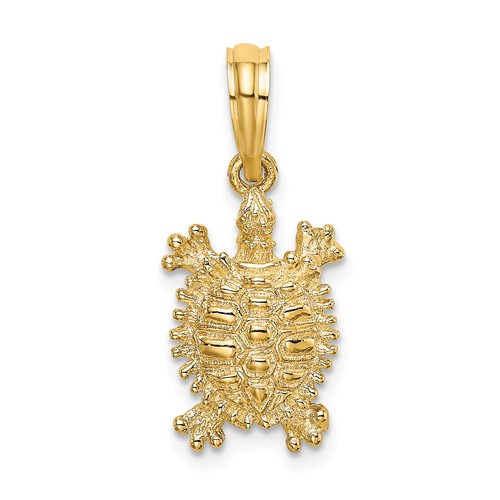 14k Yellow Gold Land Turtle Charm 1/2in